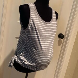 motherhood maternity summer sleeveless top, white and grey stripes medium, EUC